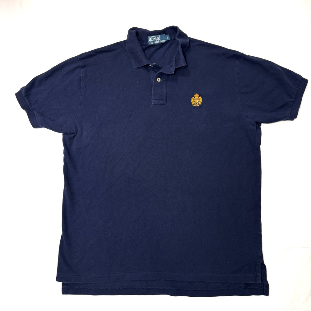 Polo Ralph Lauren Polo Shirt Men Large Navy Pique Crest Embroidered Short Sleeve